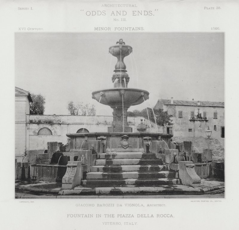 Szökőkút a Piazza Della Roccán, Viterbo, Olaszország (f / w fotó) alkotó: American Photographer (after)