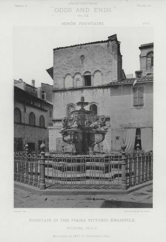 Szökőkút a Piazza Vittorio Emanuele-n, Viterbo, Olaszország (f / w fotó) alkotó: American Photographer (after)