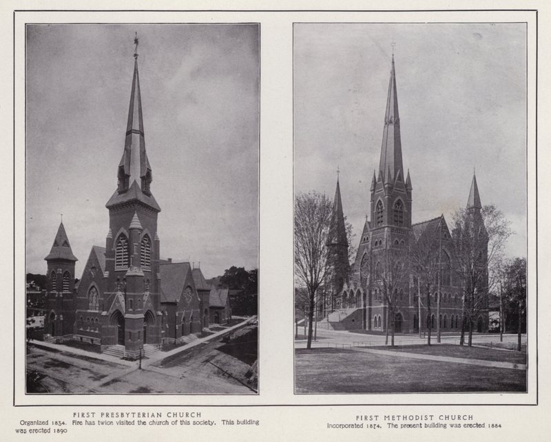 Jamestown, NY: First Presbyterian Church; Első metodista templom (f/w fotó) alkotó: American Photographer (after)
