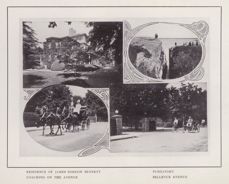 Newport, Rhode Island: James Gordon Bennett lakóhelye; Purgatórium; Edzés a sugárúton; Bellevue Avenue (f/w fotó) alkotó: American Photographer (after)
