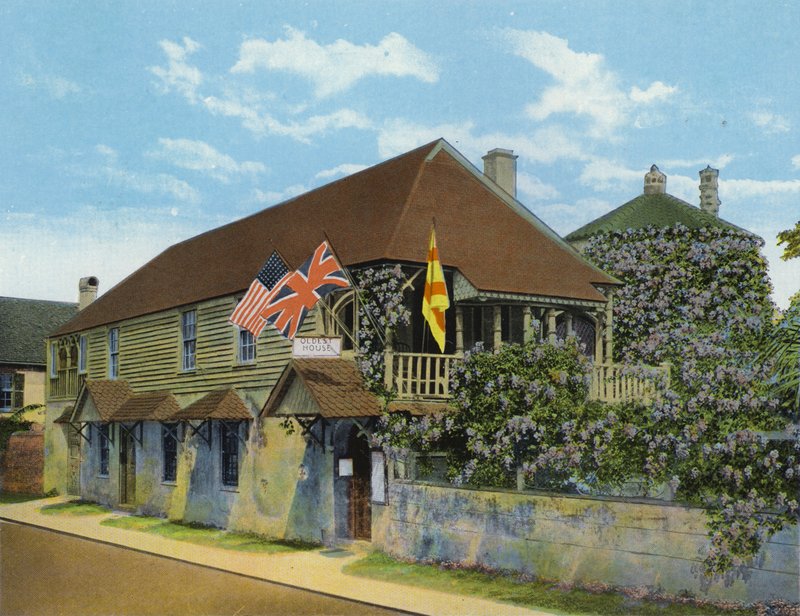 A legrégebbi ház az Egyesült Államokban, St Francis Street, St Augustine, Florida (fotó) alkotó: American Photographer (after)