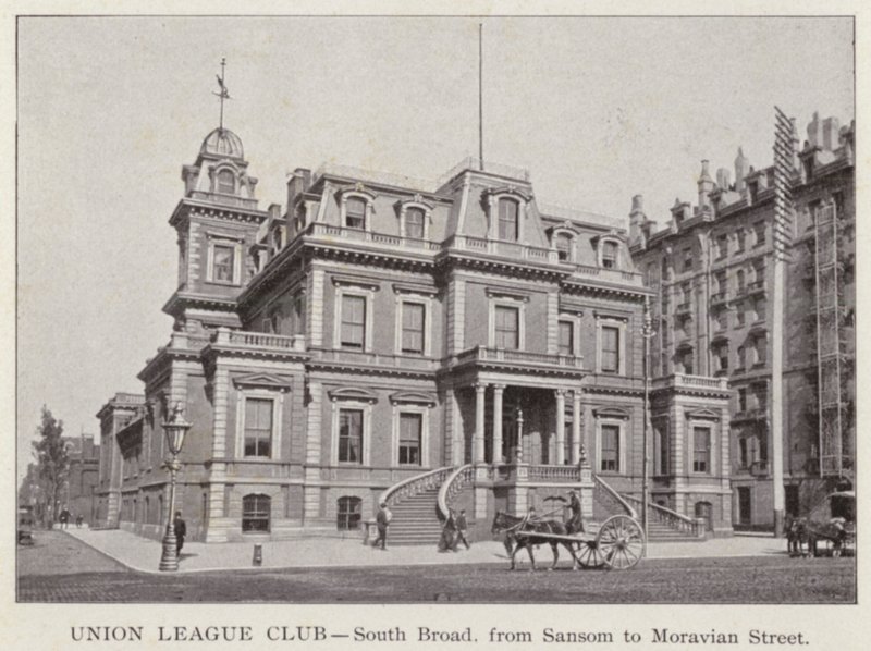 Philadelphia: Union League Club, South Broad, Sansomtól a Moravian Streetig (f/w fotó) alkotó: American Photographer (after)