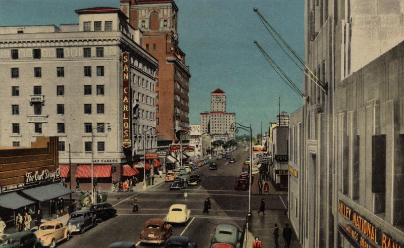 Phoenix, Arizona: Central Avenue, északra nézve az Adams Hotelből (fotó) alkotó: American Photographer (after)