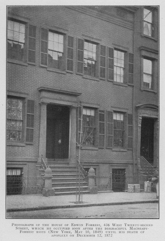 Fénykép Edwin Forrest házáról, a West Twenty-second Street 436. szám alatt, amelyet nem sokkal a gyalázatos Macready Forrest zavargások után foglalt el (New York alkotó: American Photographer (after)
