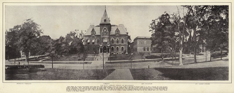 Springfield, Massachusetts: A Városi Könyvtár épületcsoportja (f/w fotó) alkotó: American Photographer (after)