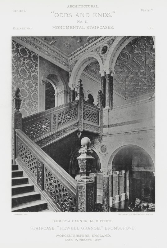 Lépcsőház, "Hewell Grange", Bromsgrove, Worcestershire, Anglia (f/w fotó) alkotó: American Photographer (after)