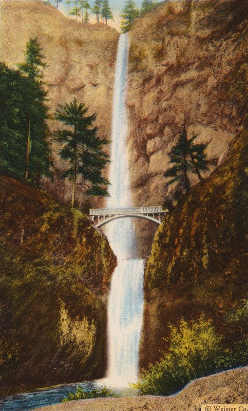 Benson-híd a Multnomah-vízesésnél (színes fotó) alkotó: American Photographer