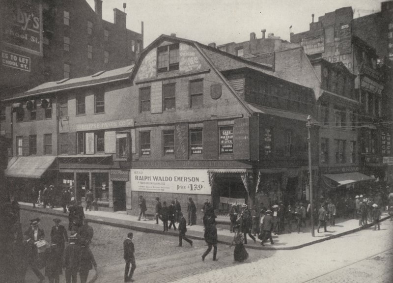Boston: Corner Bookstore, 1712-ben épült (fekete-fehér fotó) alkotó: American Photographer