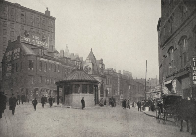 Boston: Scollay Square és a kelet-bostoni alagút bejárata (fekete-fehér fotó) alkotó: American Photographer