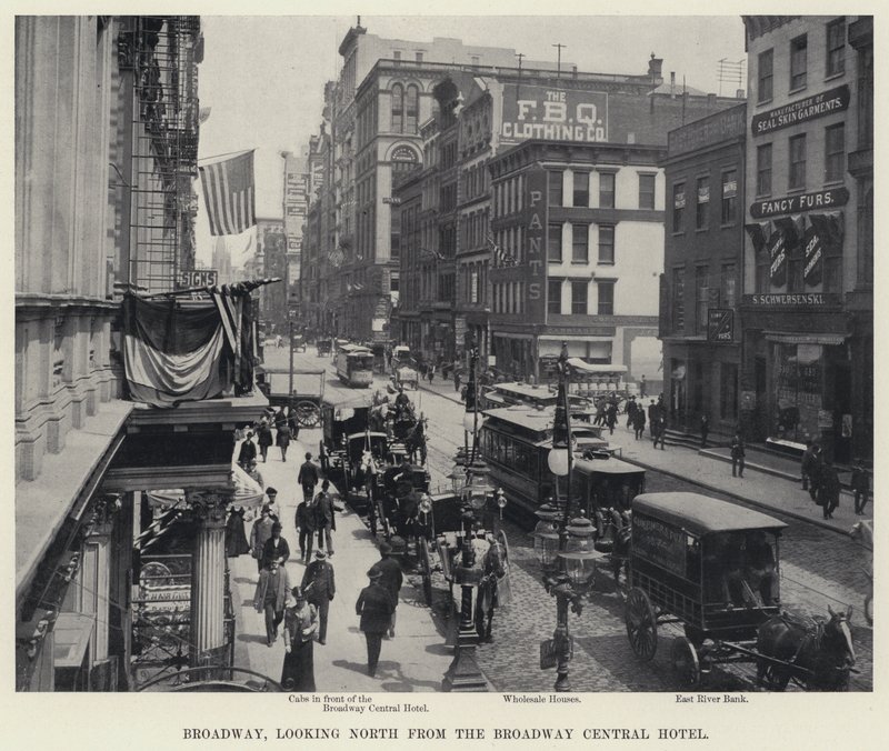 Broadway, északra néz a Broadway Central Hotel felől (f/w fotó) alkotó: American Photographer
