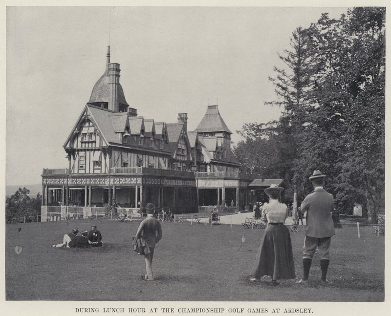 Ebéd óra alatt az Ardsley-i bajnoki golfjátékokon (f/w fotó) alkotó: American Photographer