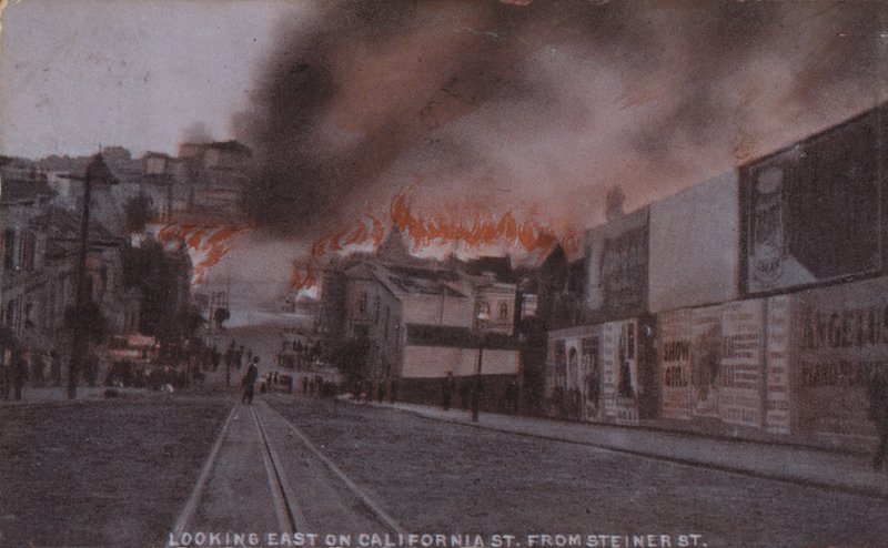 Tűzvészek az 1906-os San Franciscó-i földrengés után (színes fotó) alkotó: American Photographer