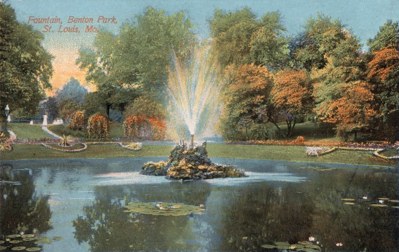 Szökőkút, Benton Park, St Louis, Mo (színes fotó) alkotó: American Photographer