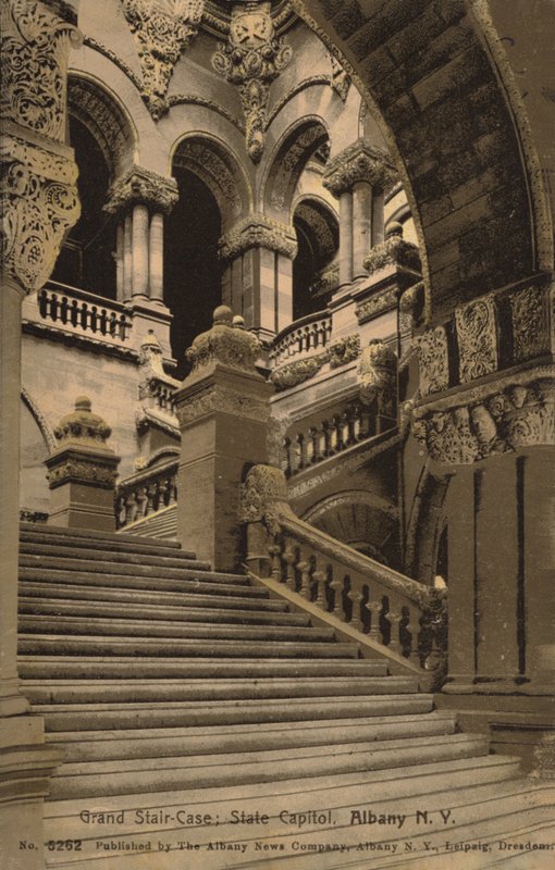 Nagy lépcsőház, State Capitol, Albany, New York, USA (fekete-fehér fotó) alkotó: American Photographer