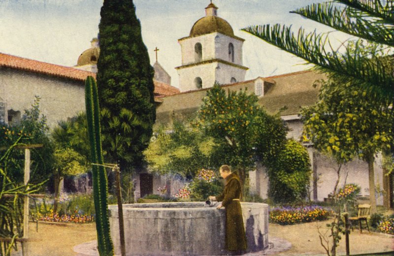 A kertben, Santa Barbara misszió (színes fotó) alkotó: American Photographer