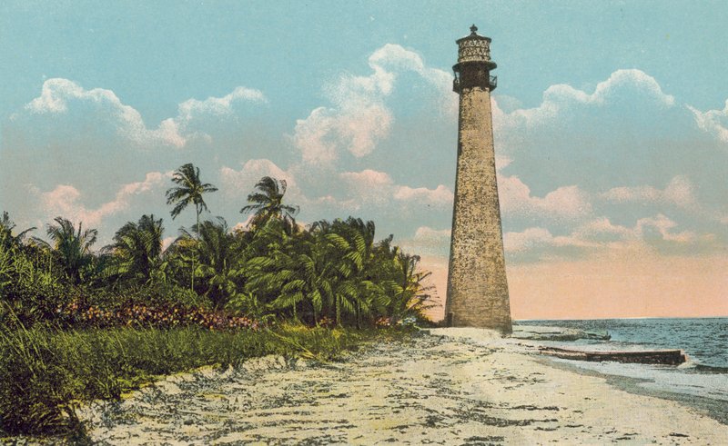Miami, Florida, 1925 körül: Florida-fok és a világítótorony (színes fotó) alkotó: American Photographer