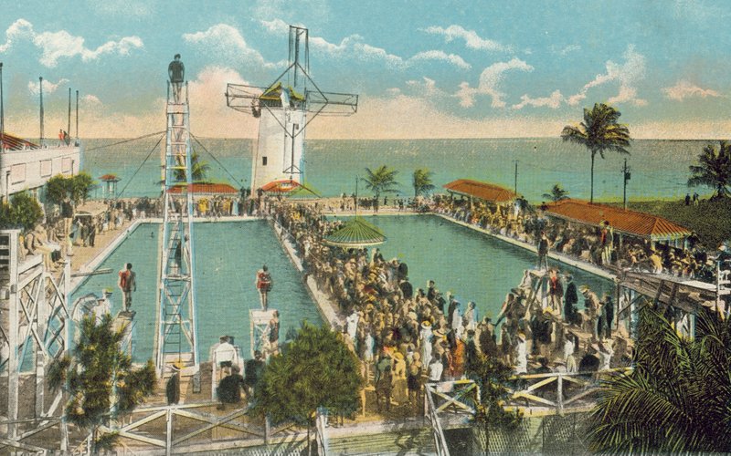 Miami, Florida, 1925 körül: Miami Beach kaszinó úszómedencéje (színes fotó) alkotó: American Photographer