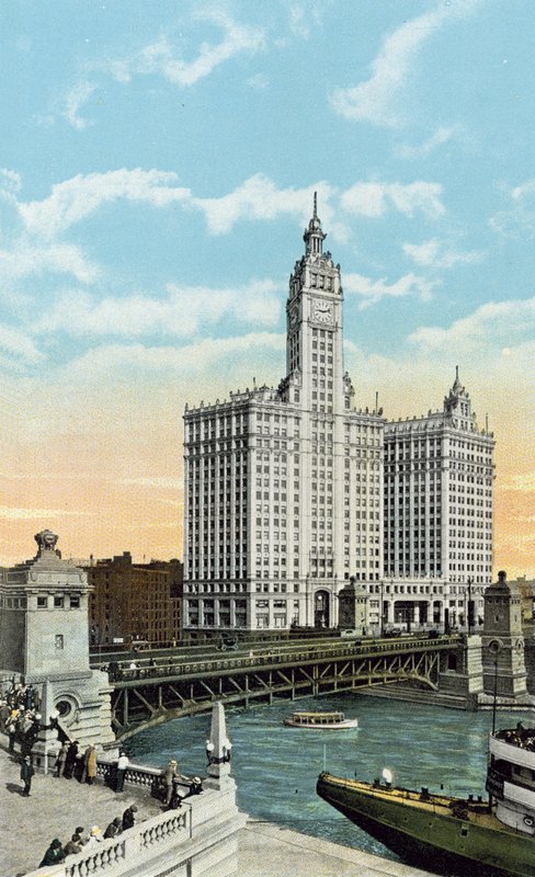 Michigan Boulevard, Bridge és Wrigley Building (színes fotó) alkotó: American Photographer