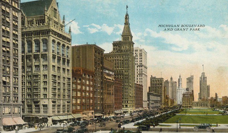 Michigan Boulevard és Grant Park (színes fotó) alkotó: American Photographer