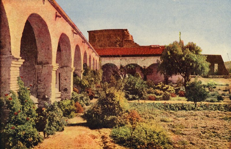 San Juan Capistrano misszió San Diego közelében (színes fénykép) alkotó: American Photographer