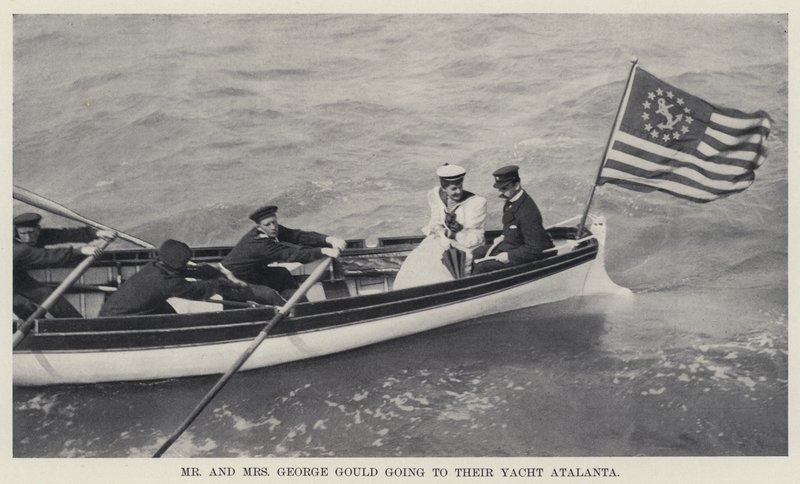 George Gould úr és asszony az Atalanta jachtjukhoz mennek (f/w fotó) alkotó: American Photographer