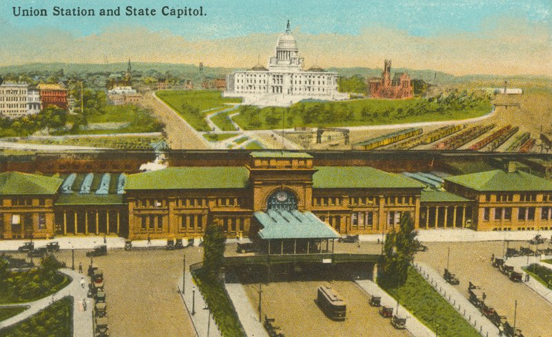 Providence, Rhode Island: Union Station és a Capitolium (színes fénykép) alkotó: American Photographer