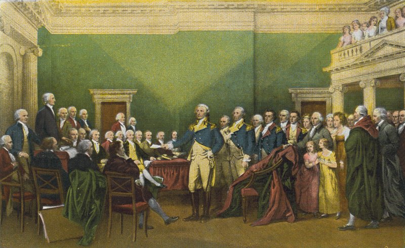 Washington tábornok lemondása, Annapolis, 1783. december 23. (színes fénykép) alkotó: American Photographer