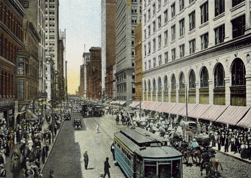 State Street, északra nézve a Van Buren Street felől (színes fotó) alkotó: American Photographer