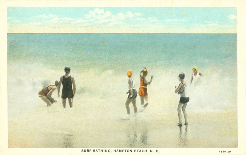 Szörfözés, Hampton Beach, New Hampshire, 1920 körül (színes fotó) alkotó: American Photographer