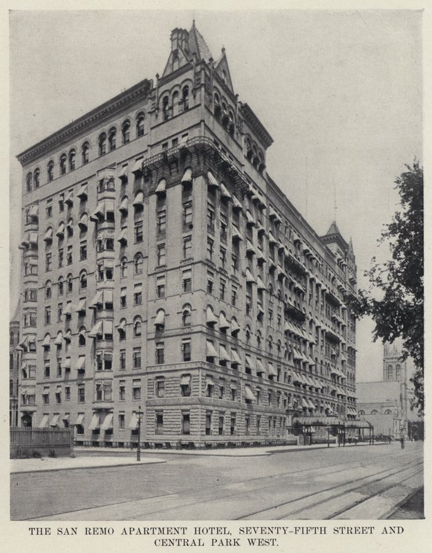 The San Remo Apartment Hotel, Seventy Fifth Street és Central Park West (f/w fotó) alkotó: American Photographer