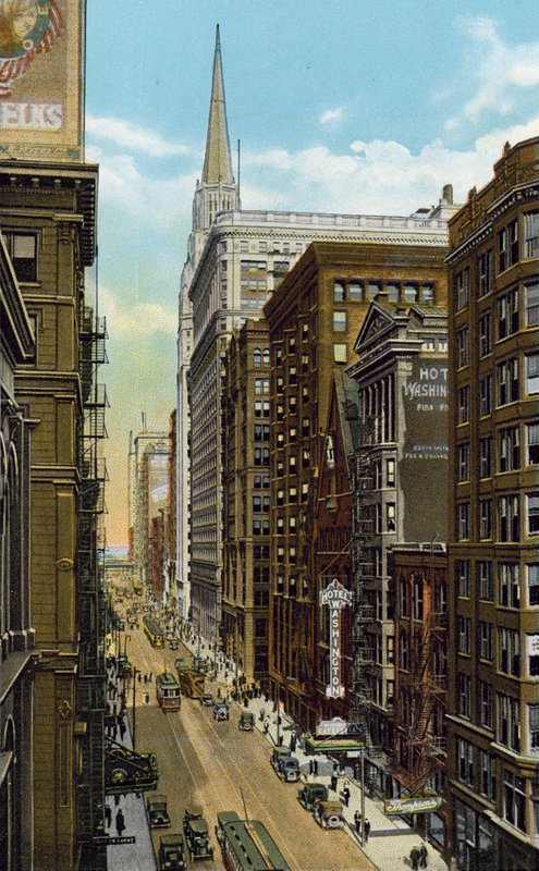 Washington Street, a Wells Streetről keletre nézve (színes fotó) alkotó: American Photographer