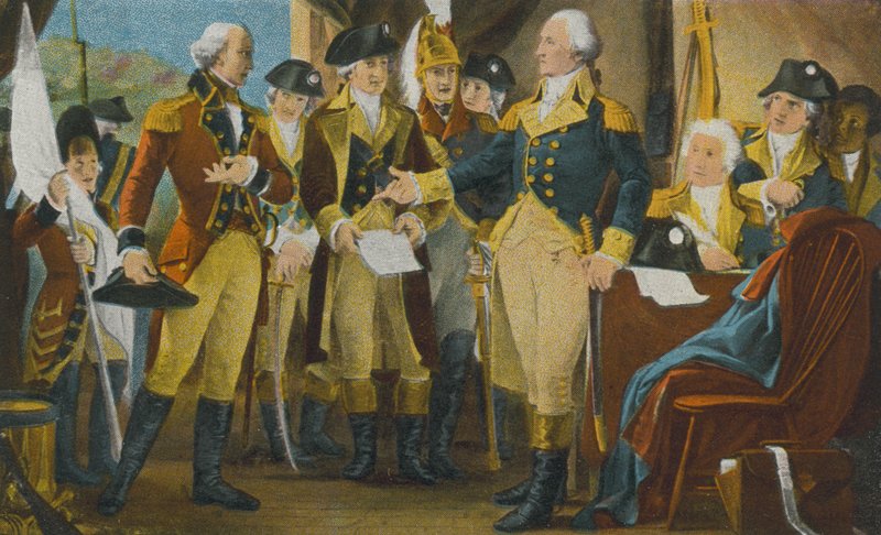 Washington visszautasítja Cornwallis nyitányát a virginiai Yorktownban (színes fotó) alkotó: American Photographer
