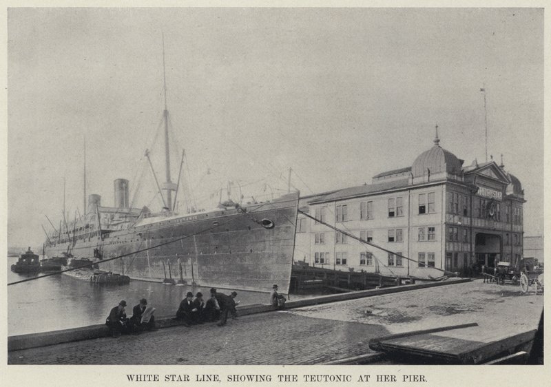 White Star Line, a teutonokat mutatja a mólónál (f/w fotó) alkotó: American Photographer