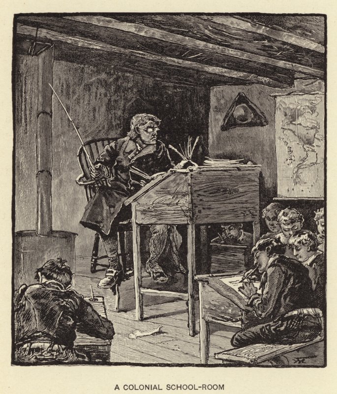 Egy koloniális iskolai szoba (litográfia) alkotó: American School