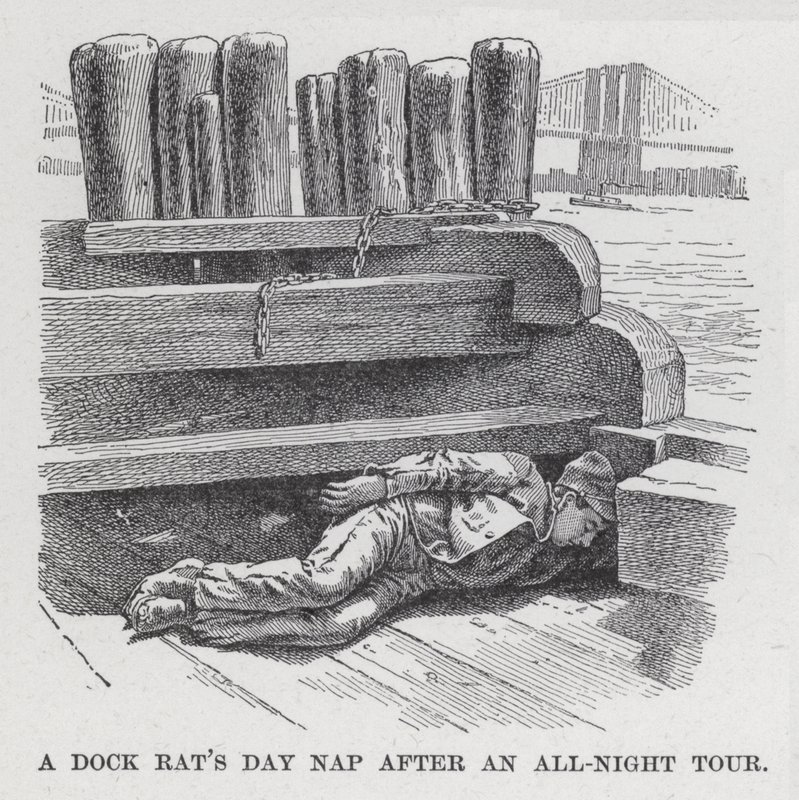 Dock Patkány napi szunyókálása egy egész éjszakás túra után (litho) alkotó: American School