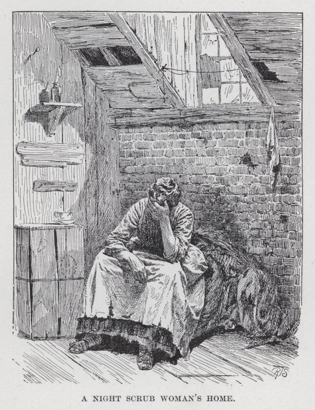 Éjszakai bőrradír, nő otthona (litho) alkotó: American School