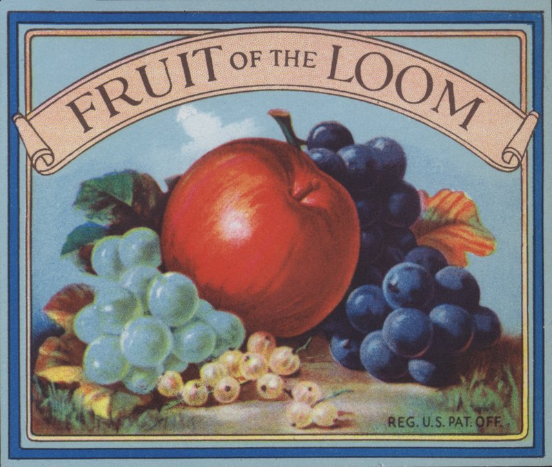 A Fruit of the Loom ruházat hirdetése (színes litho) alkotó: American School