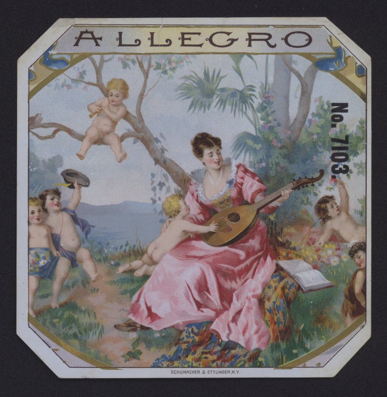 Allegro, szivarcímke (chromolitho) alkotó: American School