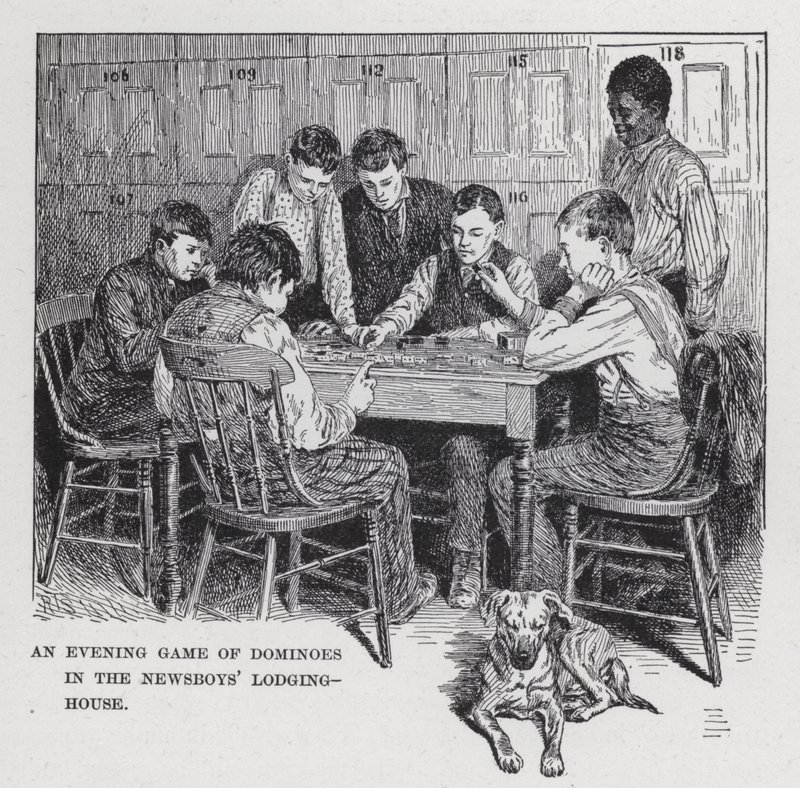 Esti dominójáték a Newsboys szállásházában (litho) alkotó: American School