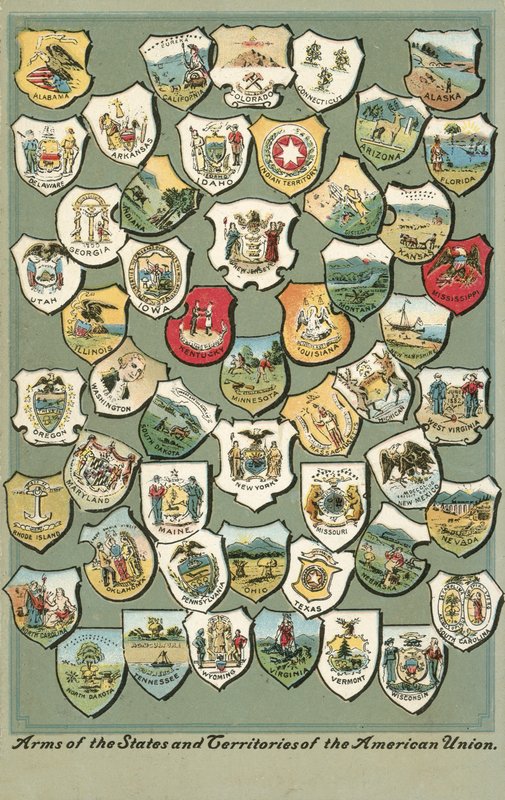 Az USA államainak fegyverei (színes litho) alkotó: American School