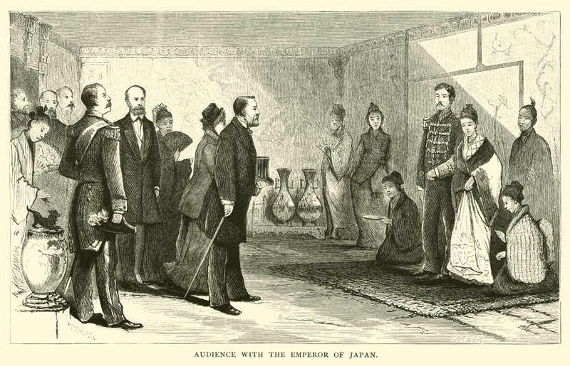 Közönség a japán császárral alkotó: American School