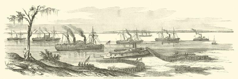 Bankok partraszállás Baton Rouge-ban, Louisianában, 1863. március alkotó: American School