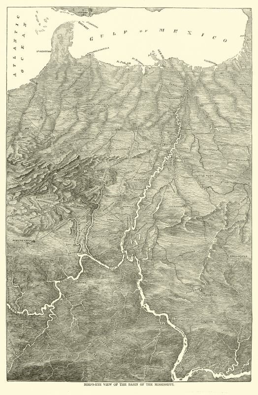 Madártávlat a Mississippi medencéjére, 1862 alkotó: American School