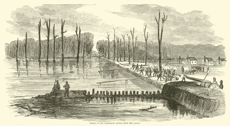 Törés a Mississippi-töltésen, a csatorna közelében, 1863. március alkotó: American School