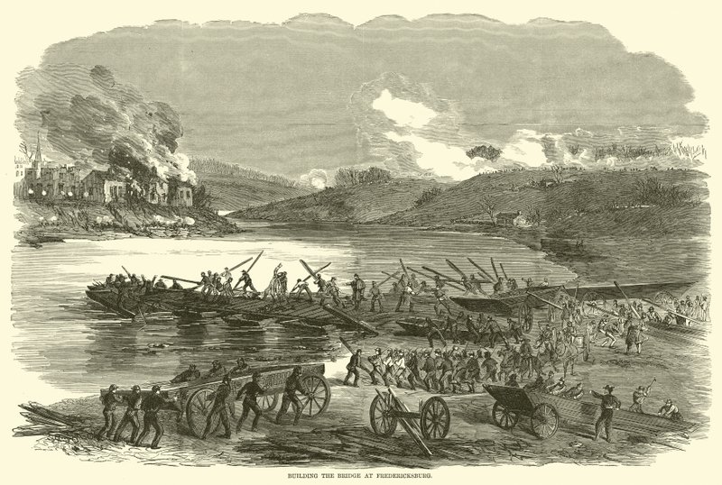 A híd építése Fredericksburgban, 1862 decemberében alkotó: American School