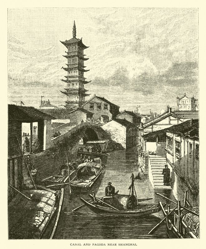 Csatorna és Pagoda Shanghai közelében alkotó: American School