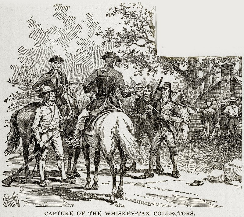 A whisky-adószedők elfogása, illusztráció Columbusból és Columbiából, 1893 körül alkotó: American School