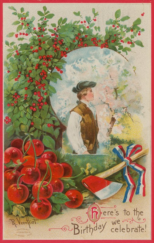 Kártya George Washington születésnapjára alkotó: American School