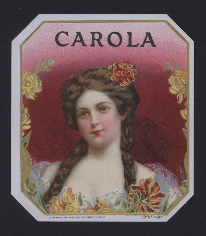 Carola, szivarcímke (chromolitho) alkotó: American School
