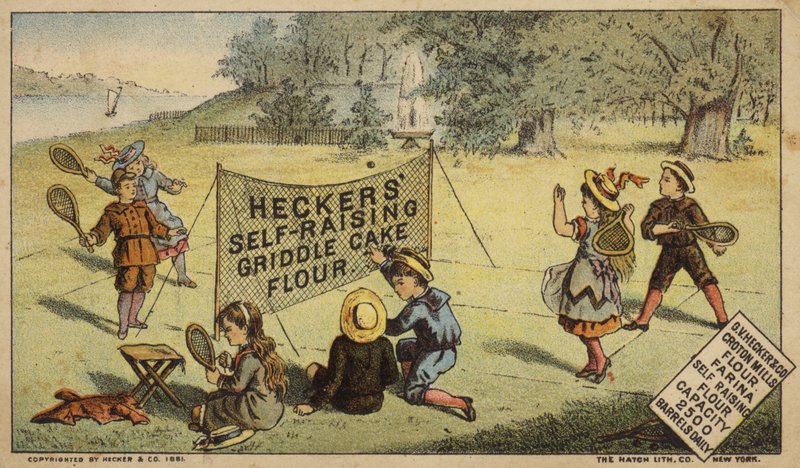 Rakettlabdázó gyerekek, lisztet reklámoznak alkotó: American School